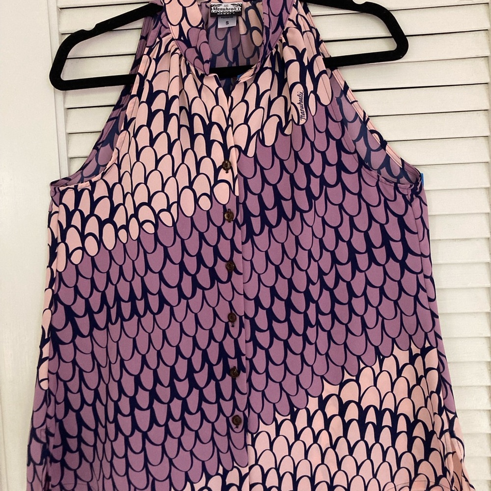 Manuhealii Purple and Pink Scallop Blouse